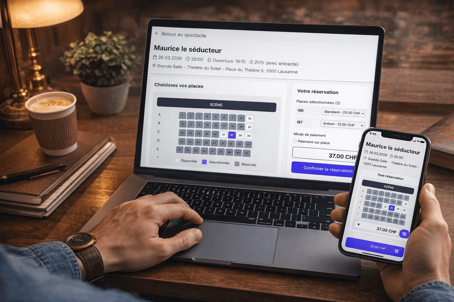 Réservation sur plan de salle